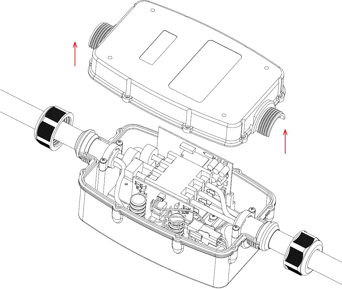 Carefully separate the top and bottom halves of the Power Watchdog Unit