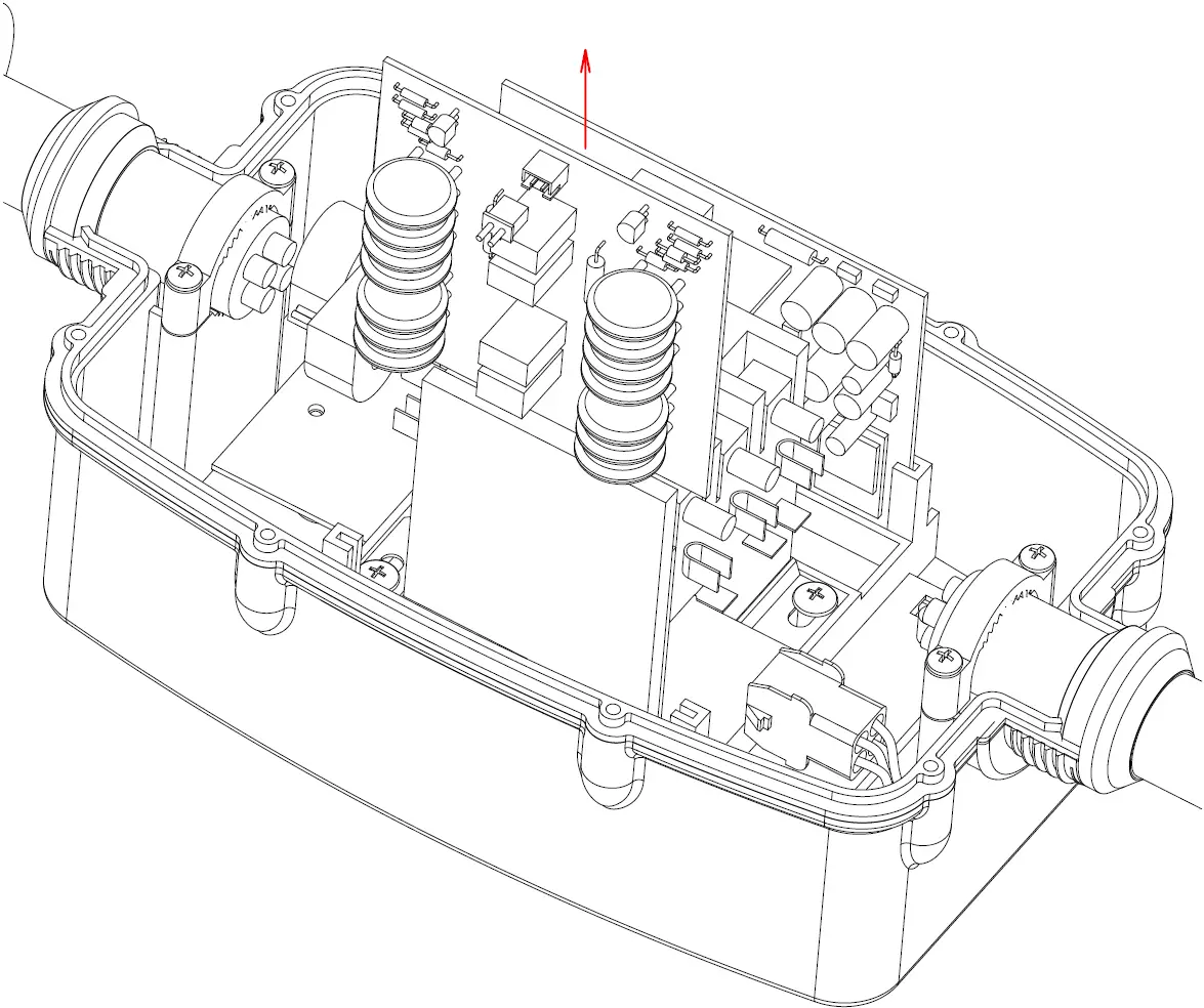 Carefully slide out the used up surge module