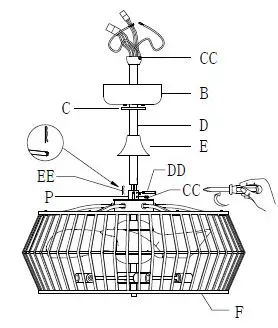 WAREHOUSE DW01W13 25 Inch Ceiling Fan FIG 7