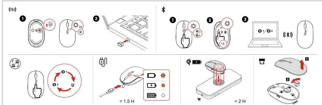 Lenovo MB605T Go Multi-Device Wireless Mouse - 2