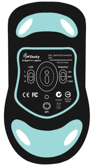 Ducky DMFE20O-OAAPA7B Feather Ultralight Gaming Mouse - function