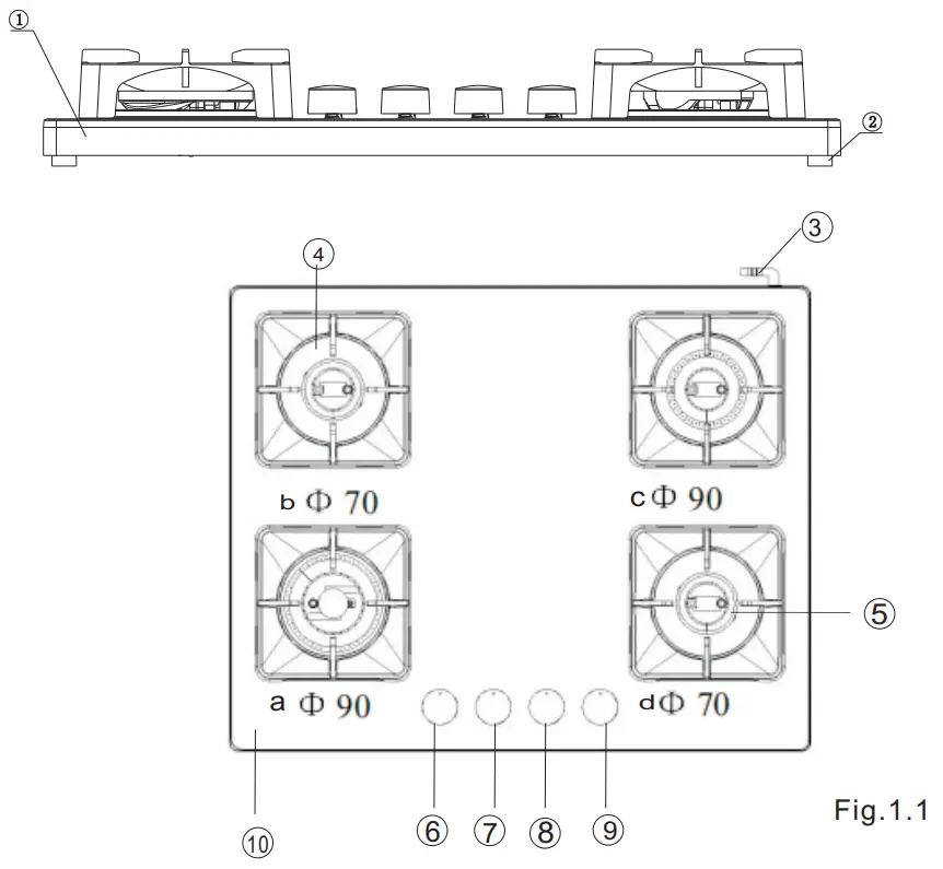 Haier HIC-654CF S 4-Burner 65cm Gas Hob - parts