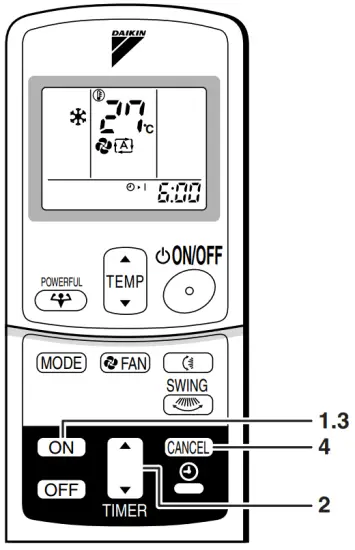 DAIKIN FT13BV1LS Room Air Conditioner - ON TIMER operation