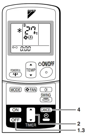 DAIKIN FT13BV1LS Room Air Conditioner - TIMER Operation