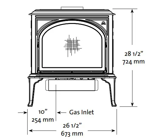 JOTUC Direct Vent Gas StoveGas Inlet
