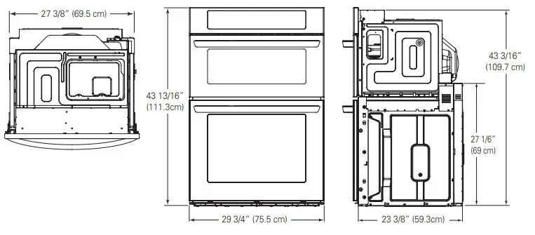 Combination Wall Oven Installation Guide Product Dimensions