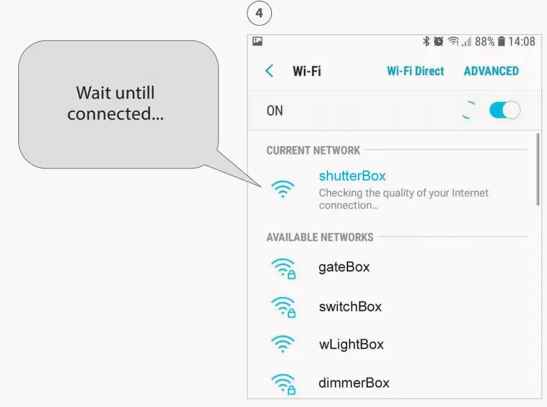APPs Settings For wBox Devices User Guide - Wait until connected