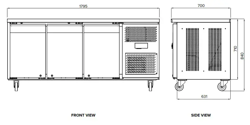 STODDART AXR UCGN 2 Undercounter Refrigerator 2 Glass Doors 196 Liters - Specification 2
