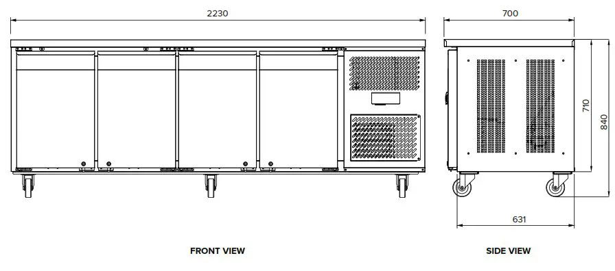 STODDART AXR UCGN 2 Undercounter Refrigerator 2 Glass Doors 196 Liters - Specification 4