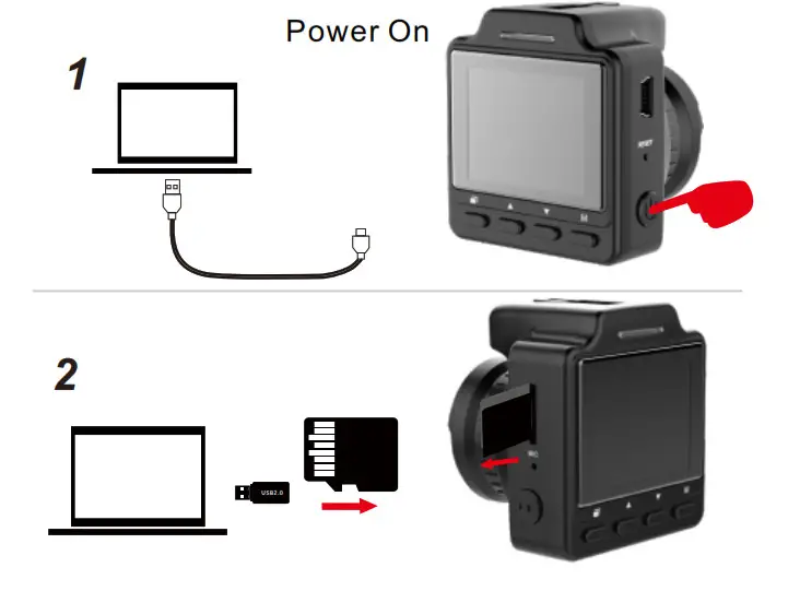 Conbro Mini WiFi Dash Cam Power On