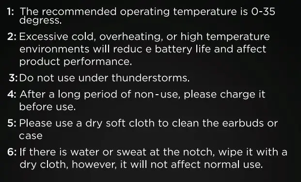 WINGS WL-PHANTOM-BLK Phantom True Wireless Earbuds User Manual - Safety and Maintenance