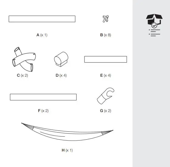 Polycotton Double Hammock- Part List