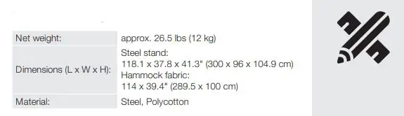 Polycotton Double Hammock- Specifications