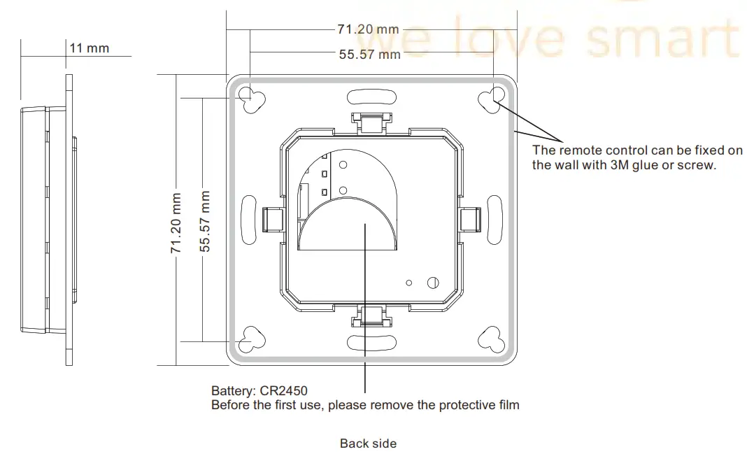 SUNRICHER SR-ZG9001K4-DIM2 70100034 ZigBee Wireless Dimmer Switch - Back side