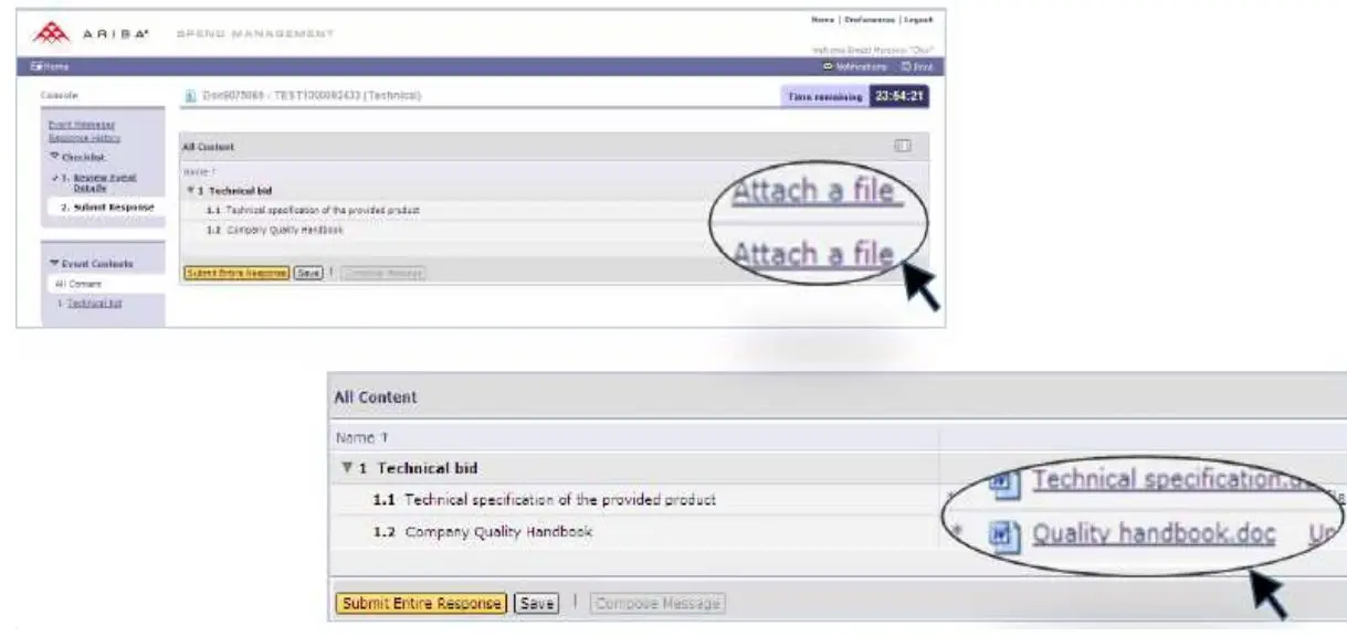 TATA Bidder - Click on “Attach a file” link and then on button “Browse”