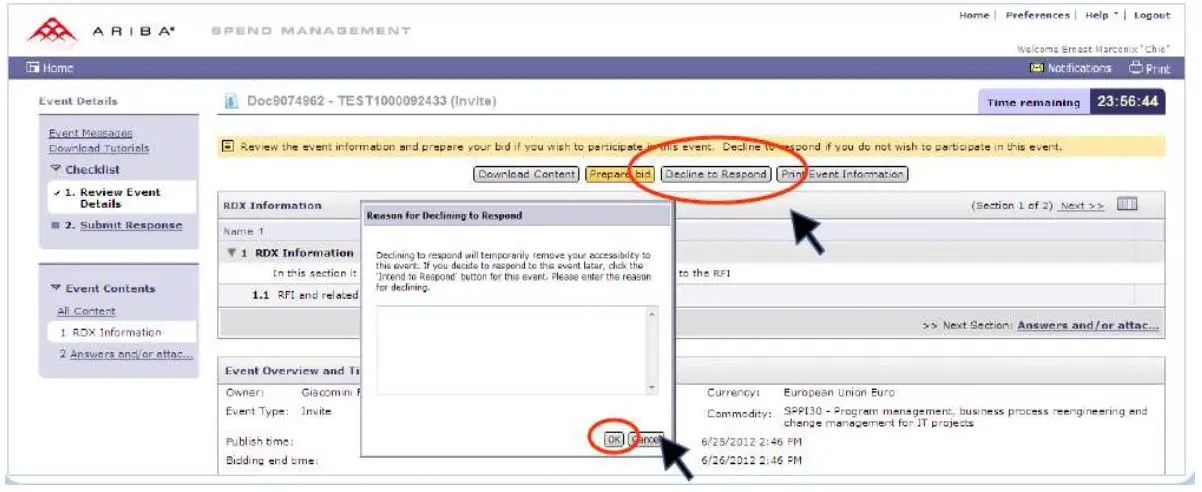 TATA Bidder - If you do not want to submit a bid, please click on the Decline to Respond