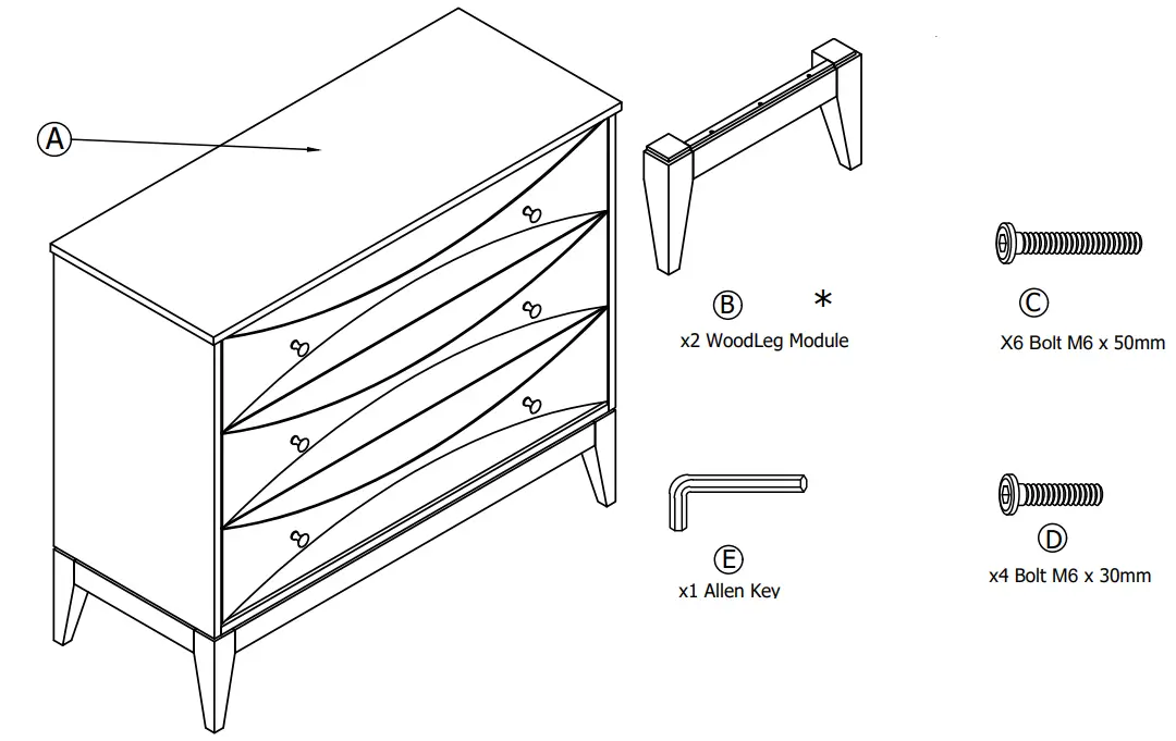 HMIDEA D483 002 Two Tone Black and Gold 3 Drawer Chest - Icon 2