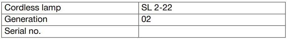 HILTI SL 2-22 LED work light Instruction Manual - Product information