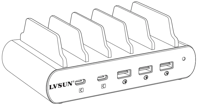 LVSUN-LS-PD110T-2C-110W-5-PORT-QC-3.0-Laptop-USB-C-Charging-Station-fig-1