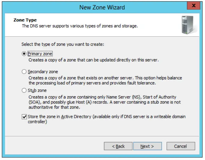 Dell EMC SC Series and Active Directory - Primary zone
