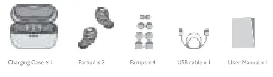 Lindero H26 ANC True Wireless Earbuds - Packing List