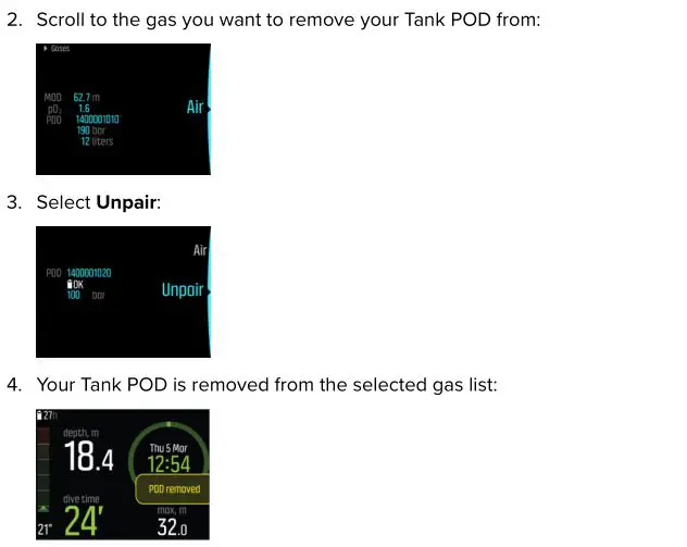SUUNTO TANK POD - For EON Core and Steel To unpair and remove your Tank POD 2