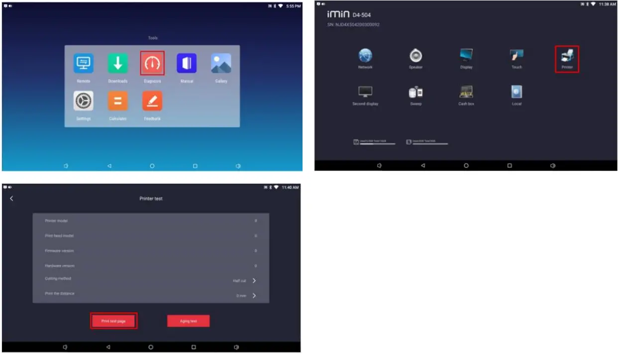 imin D4 Desktop Pos Terminal - Print test page