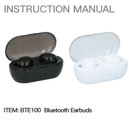 Jmtek Industries BTE100 Bluetooth Earbuds Instruction Manual