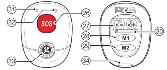 geemarc 1677412 AMPLIDECT 295 SOS Pro Cordless Big Button Answerphone - pendant