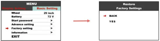 CYC MOTOR APT 750c Colour Display - Factory setting