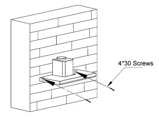 CIARRA CBCS6102-OW 60cm Chimney Cooker Hood - Use two 4 30mm screws to lock the corresponding positioning.