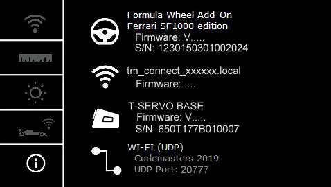 THRUSTMASTER Formula Wheel Add-On Ferrari SF1000 Edition Controller - SCREEN DISPLAY MANAGEMENT WHEELS MENU 5