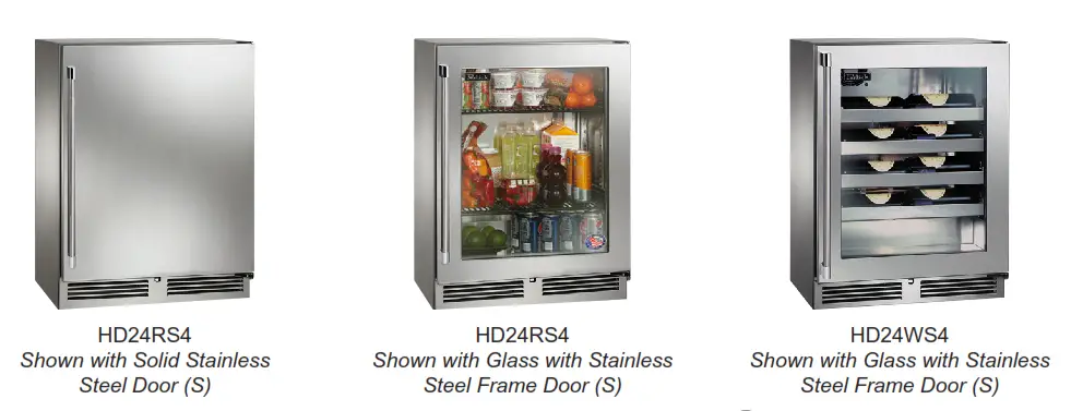 Perlick HB24RS4 SS Stainless Steel Exterior Undercounter Refrigerator - Stainless