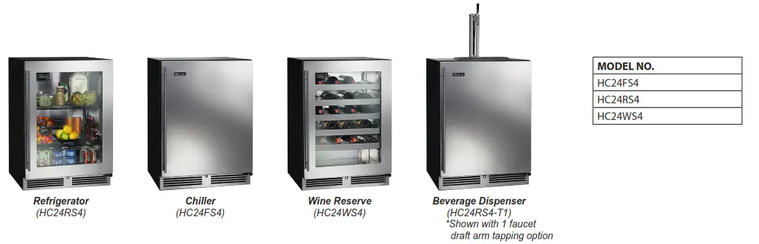 Perlick HB24RS4 SS Stainless Steel Exterior Undercounter Refrigerator - fig 1