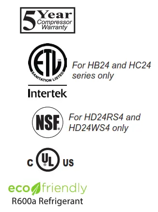 Perlick HB24RS4 SS Stainless Steel Exterior Undercounter Refrigerator - fig