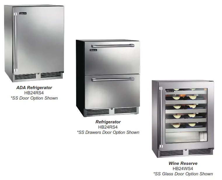 Perlick HB24RS4 SS Stainless Steel Exterior Undercounter Refrigerator