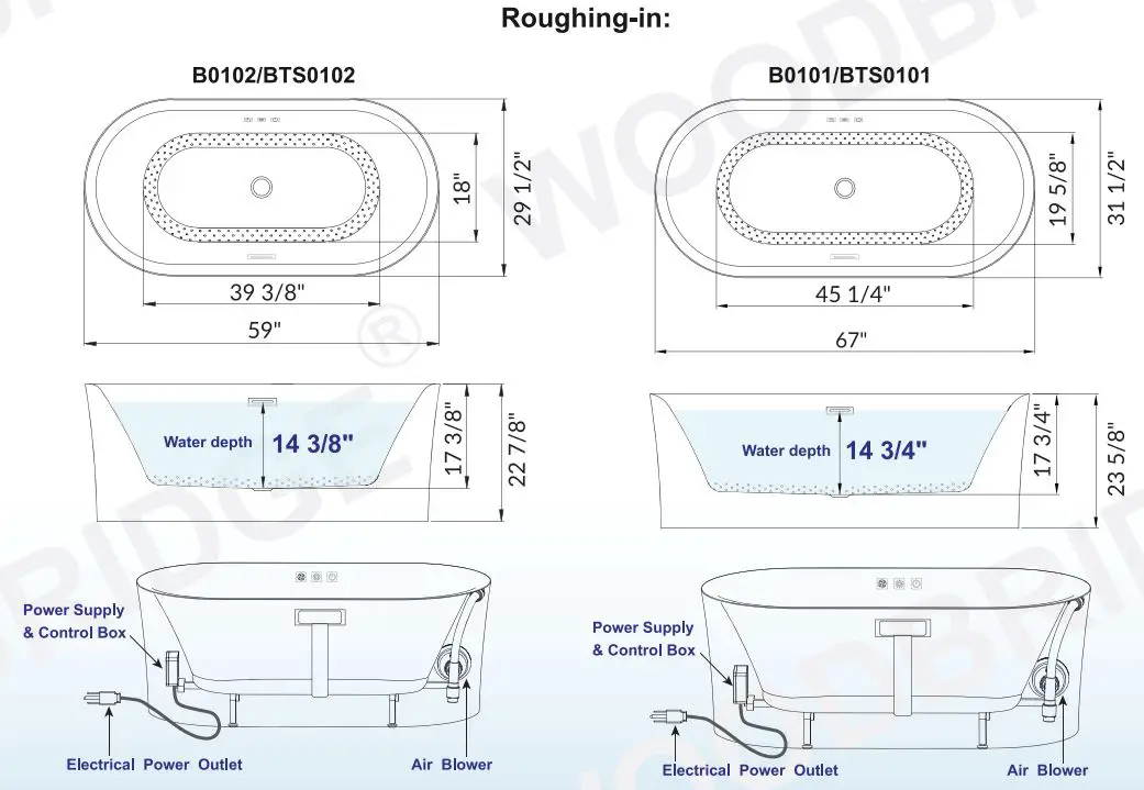 WOODBRIDGE Air Bathtub User Manual - Roughing in