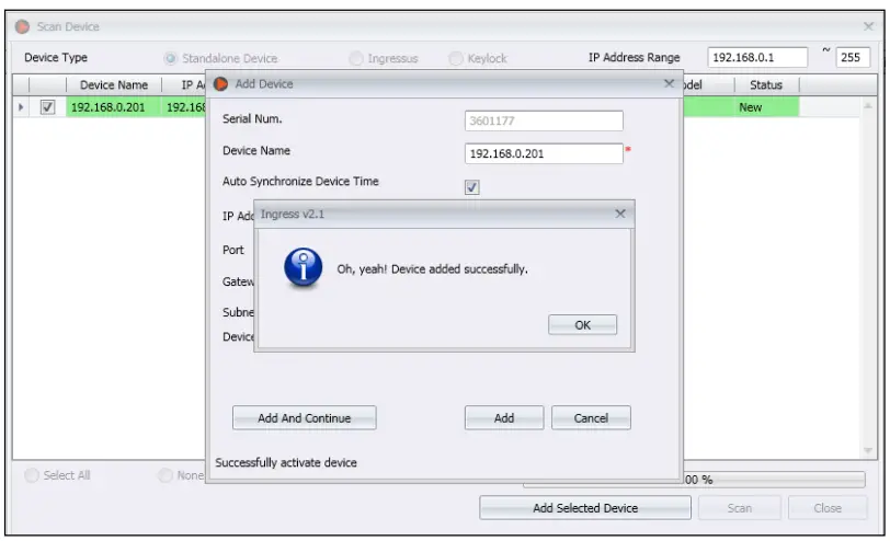 FINGeRTEC m-Kadex Simple Card Reader - vice has been successfully