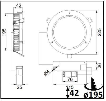resistex 962457 DOLED 2358lm IK10 BL 4000K IK10 LED Downlight - Fig1