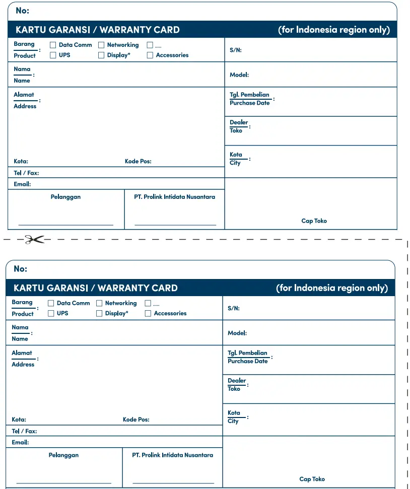 prolink GMK-6001M Megaderma Gaming Desktop Combo - Warranty Card