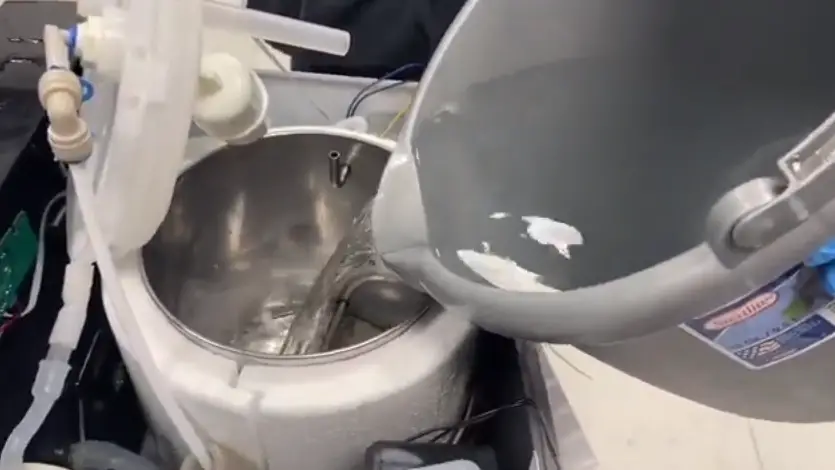 water feeds into your hot tank