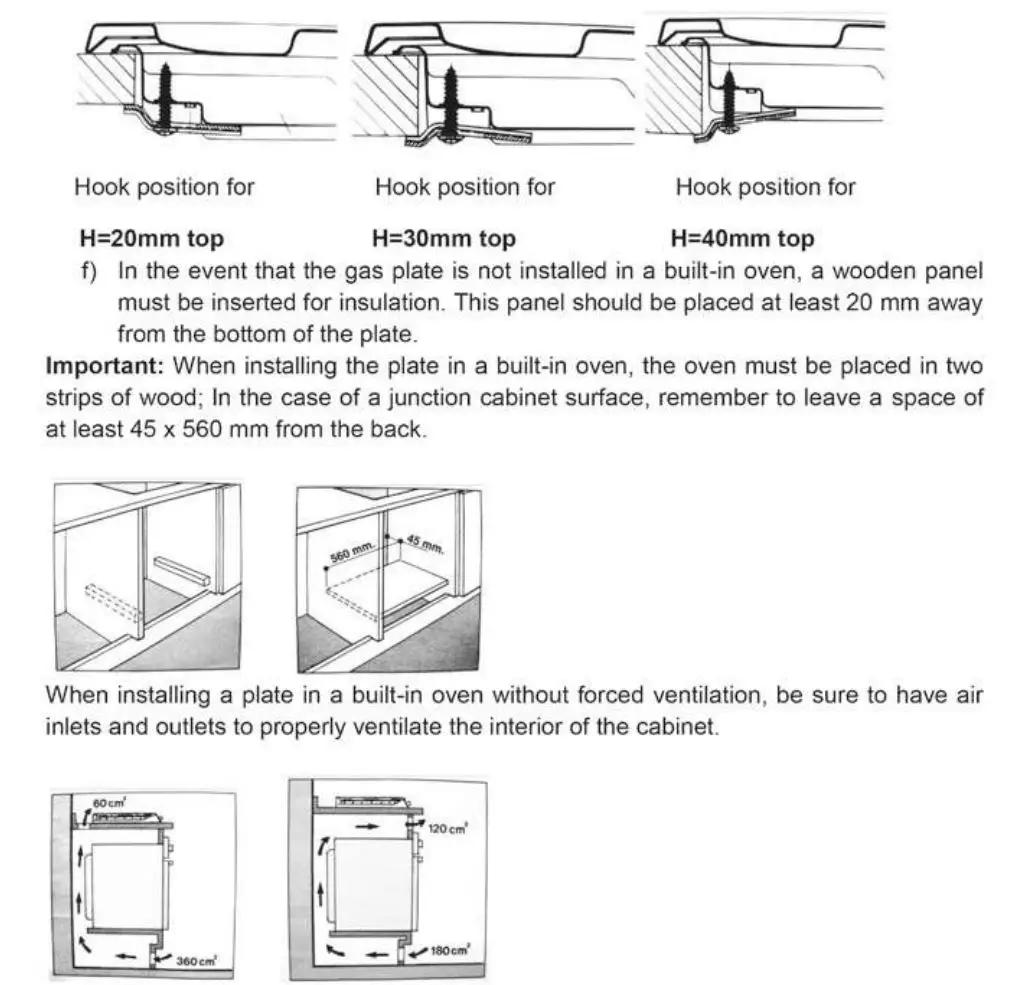 DRIJA Livorno 76 Built-in-Gas Stove User Manual - Fixing accessories