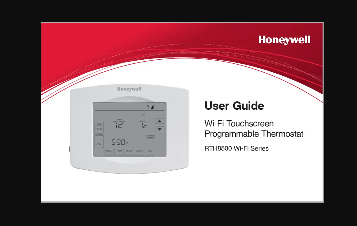 Honeywell Rth8500 Wi-fi Series Thermostat User Guide