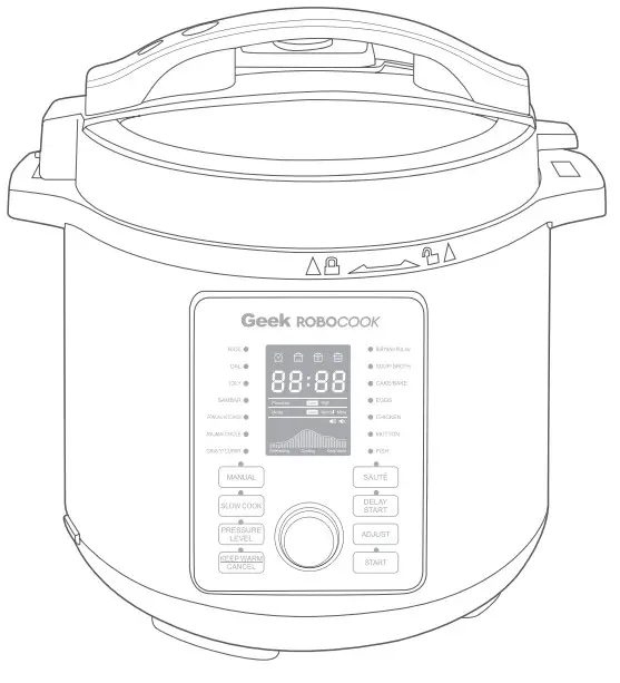 GEEK RoboCook B08KNMTYWS 6-Quart Pressure Cooker
