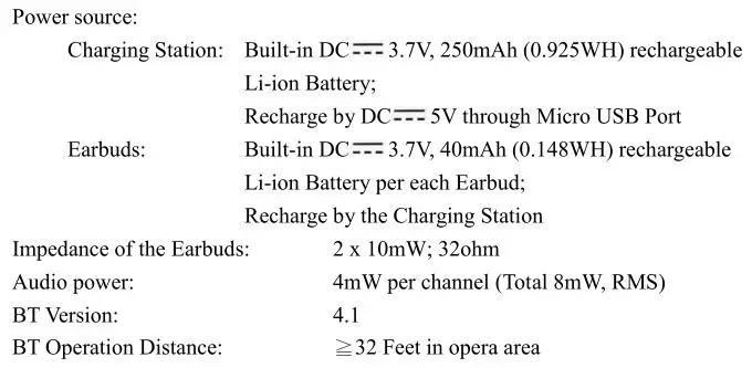 MAGNAVOX MBH530 Wireless Stereo Earphones - GENERAL SPECIFICATIONS