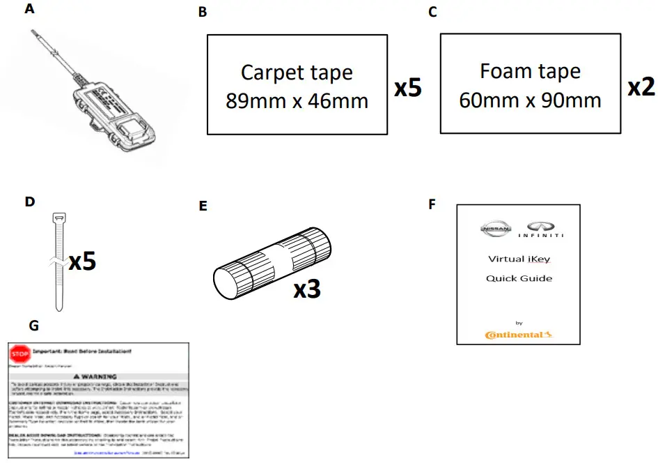 NISSAN T99K1 Virtual Key Kit - CONTENTS