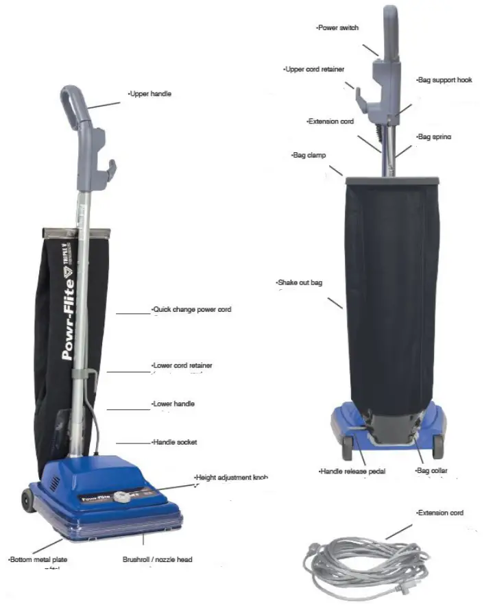 Powr-Flite PF716VC Commercial Upright Vacuum Cleaner -fig 10