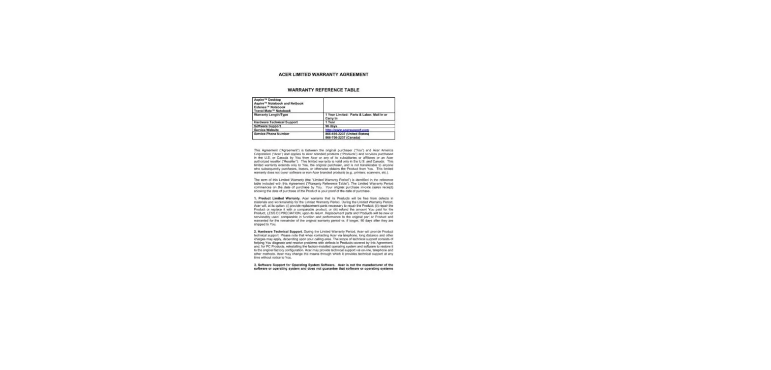 Acer Limited Warranty Acer Limited Warranty