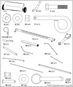 OHIO STEEL 4222V2 22 cu ft Lawn Sweeper--- Carton Contents
