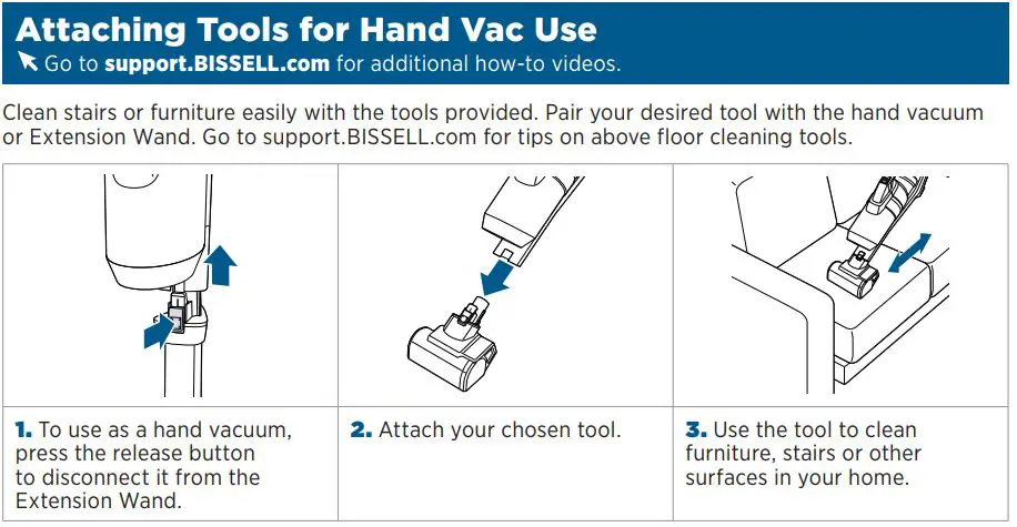 Bissell 2288 Series Iconpet Cordless Vacuum Cleaner - Attaching Tools for Hand Vac Use